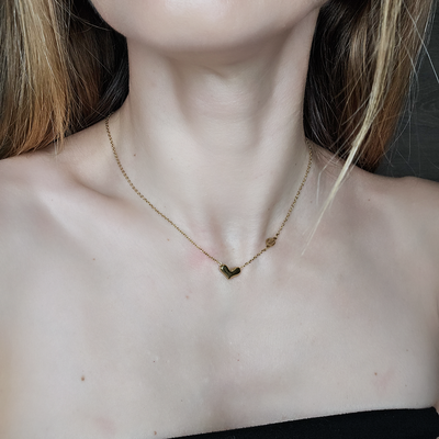 Pandantiv „Heartline” din oțel inoxidabil placat cu aur 18K