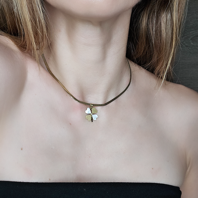 Colier “Twinkle Heart” din oțel inoxidabil placat cu aur 18K și zirconiu cubic