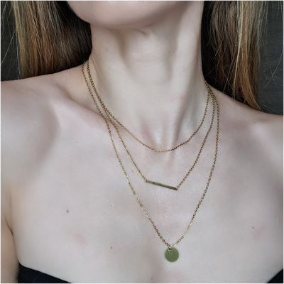 Colier multistrat din oțel inoxidabil placat cu aur 18K