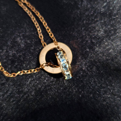 Brățară gleznă din oțel inoxidabil placată cu aur 18K cu detalii din zirconiu cubic