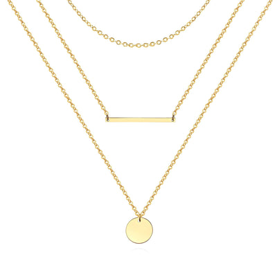 Colier multistrat din oțel inoxidabil placat cu aur 18K