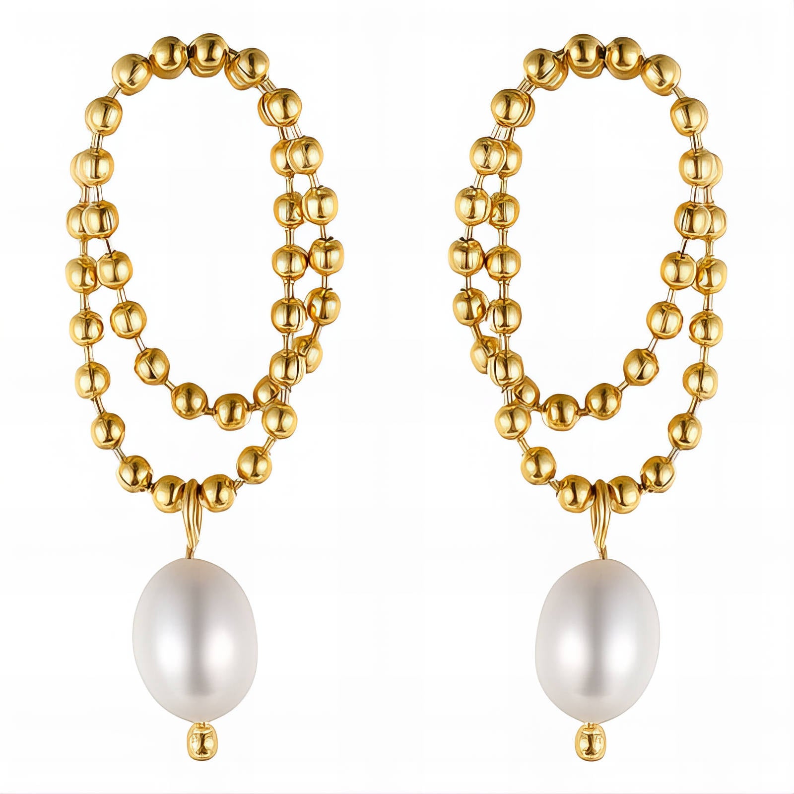 Cercei din oțel inoxidabil placat cu aur 18K și perlă naturală