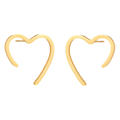 Cercei "Heart" din oțel inoxidabil placati cu aur 18K