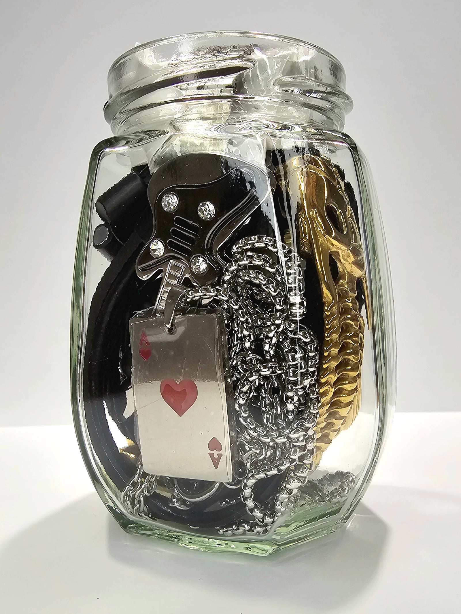 Jewelry Jar Men – Mystery Jewelry Jar – Gold Plated Stainless Steel Jewelry