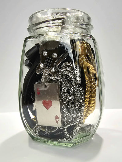 Jewelry Jar Men – Mystery Jewelry Jar – Gold Plated Stainless Steel Jewelry