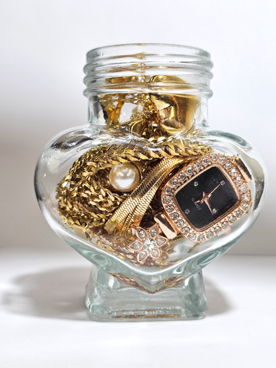Jewelry Jar All Gold Time – Mystery Jewelry Jar – Gold Plated Stainless Steel Jewelry