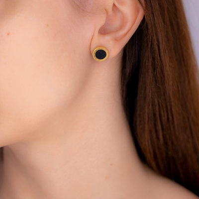 Cercei mici din oțel inoxidabil placati cu aur 18K