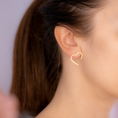 Cercei "Heart" din oțel inoxidabil placati cu aur 18K