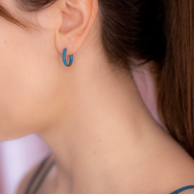 Cercei din oțel inoxidabil placati cu aur 18K și email