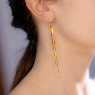 Cercei lungi placati cu aur 18K