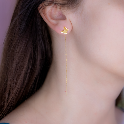 Cercei "Fluturi" din oțel inoxidabil placați cu aur 18K