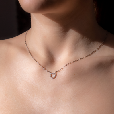 Colier din oțel inoxidabil cu pandantiv din zirconiu cubic