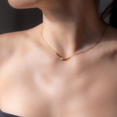 Colier din oțel inoxidabil, placat cu aur 18K, cu imitație de perlă