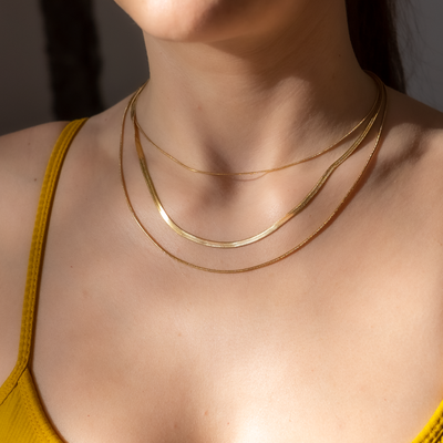 Colier din oțel inoxidabil, placat cu aur 18K, cu lungime reglabilă