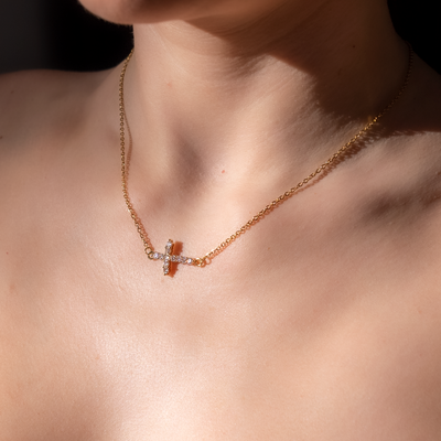 Colier placat cu aur 18K cu zirconiu cubic