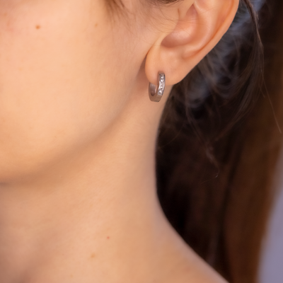 Cercei tip creole din oțel inoxidabil cu zirconiu cubic