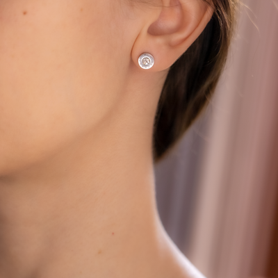 Cercei mici din oțel inoxidabil cu zirconiu cubic