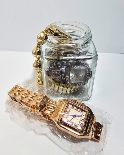 Jewelry Jar Watch – Mystery Jewelry Jar – Gold Plated Stainless Steel Jewelry