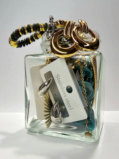 Jewelry Jar Statement – Mystery Jewelry Jar – Gold Plated Stainless Steel Jewelry